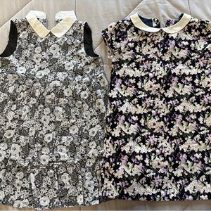 Janie and Jack Black and White Floral Peter Pan Collar Dresses (Pair)